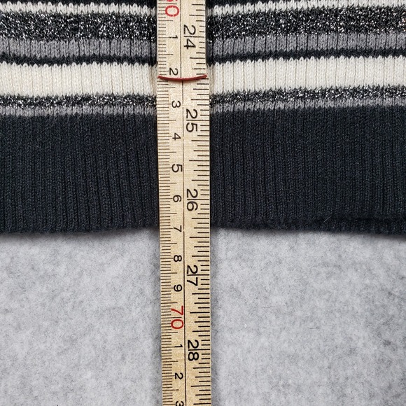 New York & Company Womens Black Metallic Striped Turtleneck Sweater M Chic Edgy - Picture 4 of 7